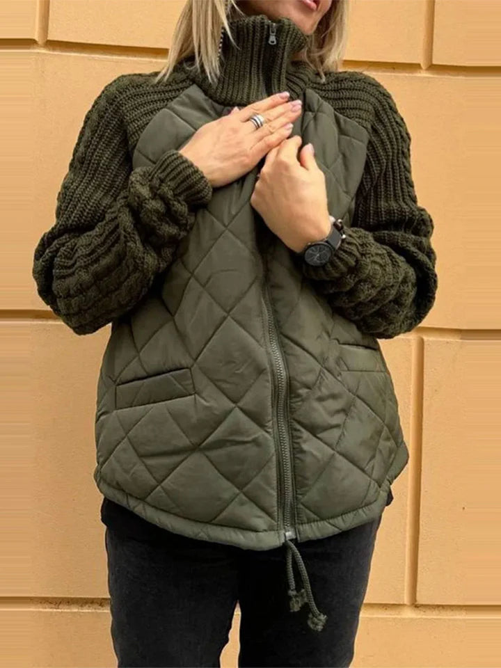 MAYA | Casualowa kurtka patchworkowa na zamek