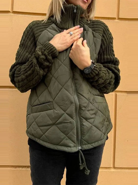 MAYA | Casualowa kurtka patchworkowa na zamek